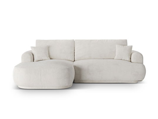 Coltar extensibil stanga 5 locuri, modular, cu lada depozitare, Ella, Micadoni Home, 271x174x94 cm, tesatura boucle, bej deschis