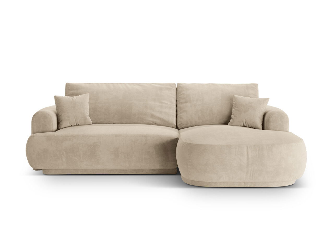 Coltar extensibil dreapta 5 locuri, modular, cu lada depozitare, Ella, Micadoni Home, 271x174x94 cm, catifea, bej deschis