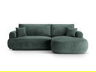 Coltar extensibil dreapta 5 locuri, modular, cu lada depozitare, Ella, Micadoni Home, 271x174x94 cm, catifea, petrol