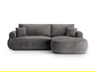 Coltar extensibil dreapta 5 locuri, modular, cu lada depozitare, Ella, Micadoni Home, 271x174x94 cm, catifea, gri