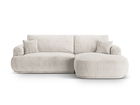 Coltar extensibil dreapta 5 locuri, modular, cu lada depozitare, Ella, Micadoni Home, 271x174x94 cm, tesatura structurata chenille, bej