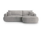 Coltar extensibil dreapta 5 locuri, modular, cu lada depozitare, Ella, Micadoni Home, 271x174x94 cm, tesatura structurata chenille, bej inchis