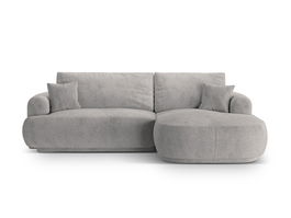 Coltar extensibil dreapta 5 locuri, modular, cu lada depozitare, Ella, Micadoni Home, 271x174x94 cm, tesatura structurata chenille, bej inchis