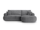 Coltar extensibil dreapta 5 locuri, modular, cu lada depozitare, Ella, Micadoni Home, 271x174x94 cm, tesatura structurata chenille, gri