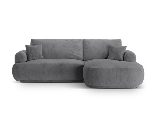 Coltar extensibil dreapta 5 locuri, modular, cu lada depozitare, Ella, Micadoni Home, 271x174x94 cm, tesatura structurata chenille, gri