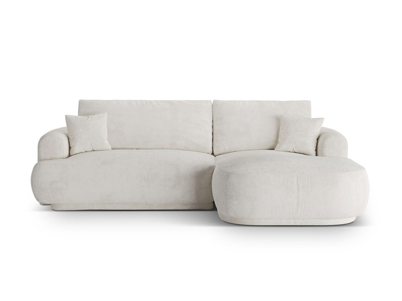 Coltar extensibil dreapta 5 locuri, modular, cu lada depozitare, Ella, Micadoni Home, 271x174x94 cm, tesatura boucle, bej deschis