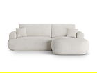Coltar extensibil dreapta 5 locuri, modular, cu lada depozitare, Ella, Micadoni Home, 271x174x94 cm, tesatura boucle, bej deschis