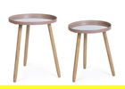 Set 2 masute de cafea Edvard, Bizzotto, 35.5x44 cm/40x51 cm, lemn de cauciuc/otel, blat din oglinda, mov pal