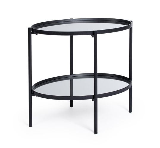 Masuta de cafea Jens, Bizzotto, 64x44x55.5 cm, otel/sticla, negru