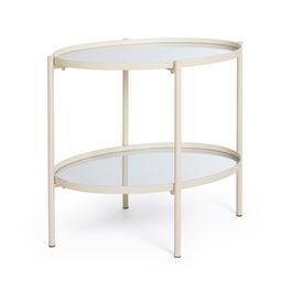 Masuta de cafea Jens, Bizzotto, 64x44x55.5 cm, otel/sticla, ivoriu