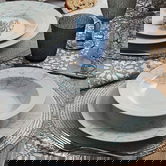Serviciu de masa, 18 piese, Tognana, Olimpia Web, portelan, alb/bleu