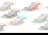Set 6 cesti de ceai cu farfurie Iris Pepper, Tognana Porcellane, 200 ml, portelan New Bone China, multicolor