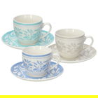 Set 6 cesti de ceai cu farfurie Iris Celine, Tognana Porcellane, 200 ml, portelan New Bone China, multicolor