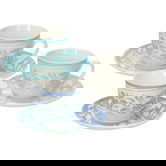 Set 6 cesti de ceai cu farfurie Iris Celine, Tognana Porcellane, 200 ml, portelan New Bone China, multicolor