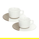 Set 2 cesti de cafea cu farfurie New Milk and Coffee, Andrea Fontebasso, 90 ml, portelan New Bone China, bej/alb