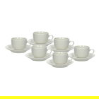 Set 6 cesti de cafea cu farfurie Victoria, Tognana Porcellane, 100 ml, ceramica, alb