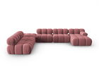 Coltar panoramic modular stanga 7 locuri, Bellis-51, Micadoni Home, 376x282x70 cm, catifea, roz