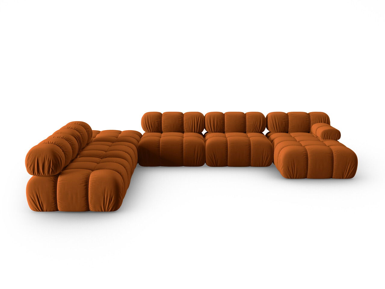 Coltar panoramic modular stanga 7 locuri, Bellis-51, Micadoni Home, 376x282x70 cm, catifea, teracota