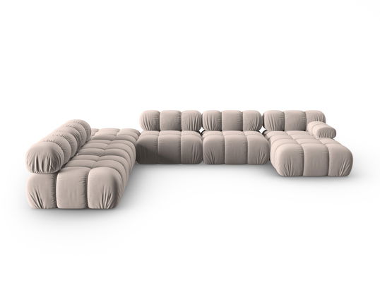 Coltar panoramic modular stanga 7 locuri, Bellis-51, Micadoni Home, 376x282x70 cm, catifea, cappuccino