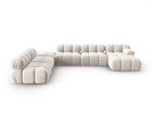 Coltar panoramic modular stanga 7 locuri, Bellis-51, Micadoni Home, 376x282x70 cm, catifea, bej inchis