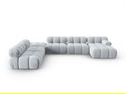 Coltar panoramic modular stanga 7 locuri, Bellis-51, Micadoni Home, 376x282x70 cm, catifea, albastru deschis