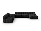 Coltar panoramic modular stanga 7 locuri, Bellis-51, Micadoni Home, 376x282x70 cm, catifea, negru