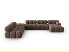 Coltar panoramic modular stanga 7 locuri, Bellis-51, Micadoni Home, 376x282x70 cm, catifea, maro inchis