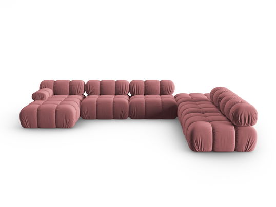 Coltar panoramic modular dreapta 7 locuri, Bellis-51, Micadoni Home, 376x282x70 cm, catifea, roz