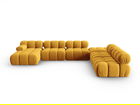 Coltar panoramic modular dreapta 7 locuri, Bellis-51, Micadoni Home, 376x282x70 cm, catifea, galben