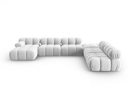 Coltar panoramic modular dreapta 7 locuri, Bellis-51, Micadoni Home, 376x282x70 cm, catifea, bej inchis