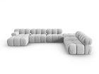 Coltar panoramic modular dreapta 7 locuri, Bellis-51, Micadoni Home, 376x282x70 cm, catifea, albastru deschis