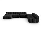 Coltar panoramic modular dreapta 7 locuri, Bellis-51, Micadoni Home, 376x282x70 cm, catifea, negru
