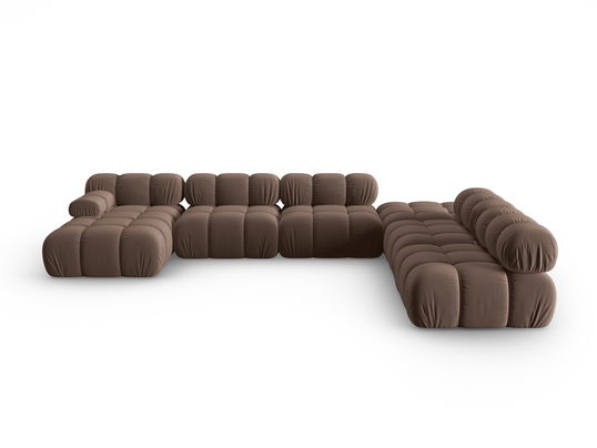 Coltar panoramic modular dreapta 7 locuri, Bellis-51, Micadoni Home, 376x282x70 cm, catifea, maro inchis