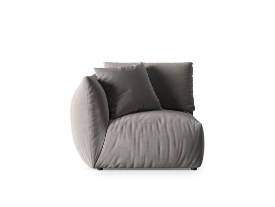 Modul stanga pentru canapea, 1 loc, Chris-184, Micadoni Home, 110x100x80 cm, catifea, gri