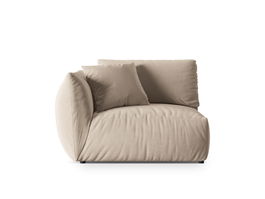 Modul stanga pentru canapea, 1 loc, Chris-184, Micadoni Home, 130x100x80 cm, catifea, ecru