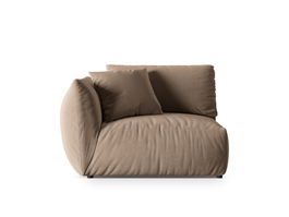 Modul stanga pentru canapea, 1 loc, Chris-184, Micadoni Home, 130x100x80 cm, catifea, maro deschis