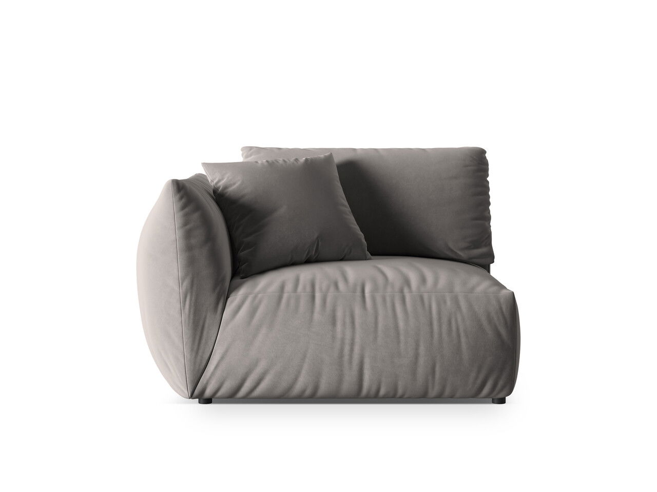 Modul stanga pentru canapea, 1 loc, Chris-184, Micadoni Home, 130x100x80 cm, catifea, gri