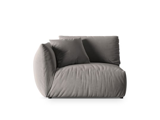 Modul stanga pentru canapea, 1 loc, Chris-184, Micadoni Home, 130x100x80 cm, catifea, gri