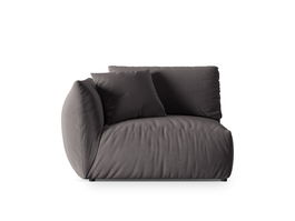 Modul stanga pentru canapea, 1 loc, Chris-184, Micadoni Home, 130x100x80 cm, catifea, gri inchis