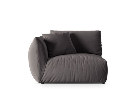 Modul stanga pentru canapea, 1 loc, Chris-184, Micadoni Home, 130x100x80 cm, catifea, gri inchis