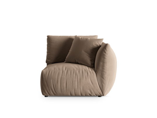 Modul dreapta pentru canapea, 1 loc, Chris-184, Micadoni Home, 110x100x80 cm, catifea, maro deschis