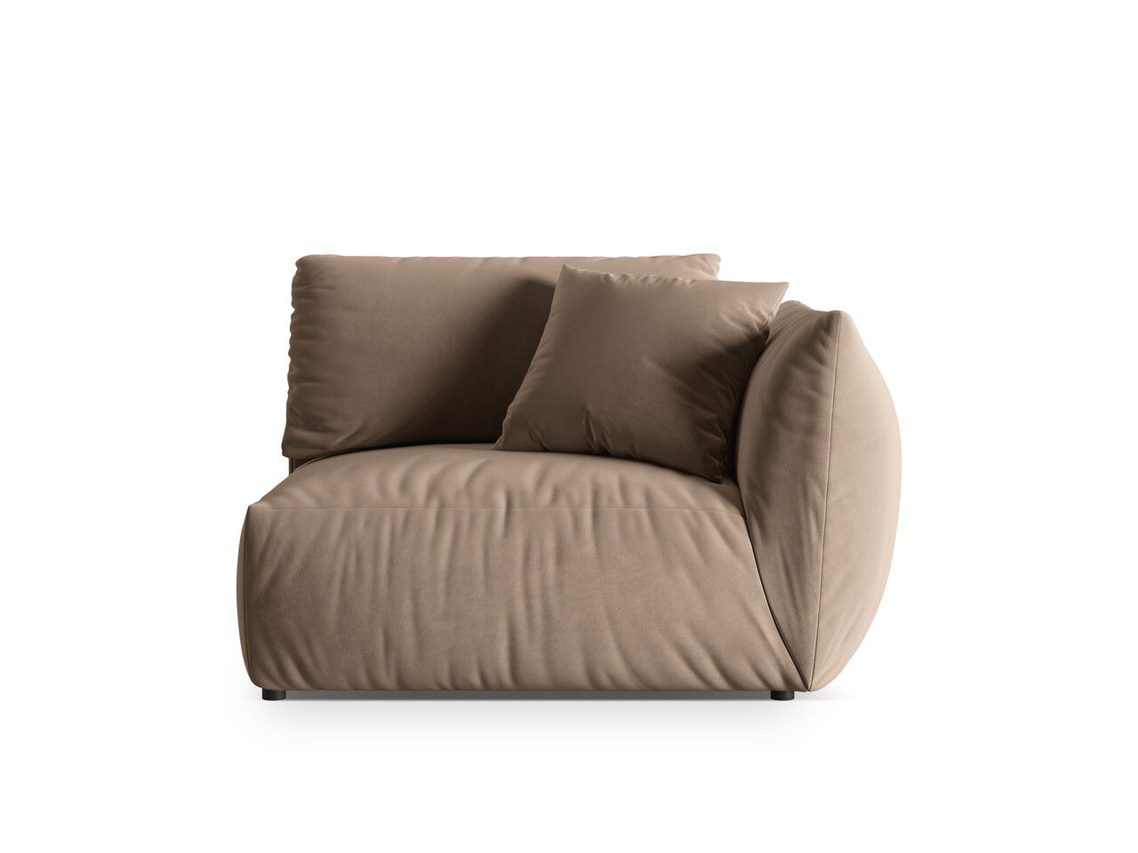 Modul dreapta pentru canapea, 1 loc, Chris-184, Micadoni Home, 130x100x80 cm, catifea, maro deschis