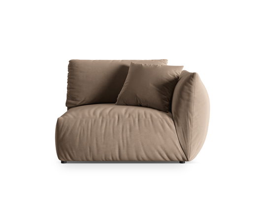 Modul dreapta pentru canapea, 1 loc, Chris-184, Micadoni Home, 130x100x80 cm, catifea, maro deschis
