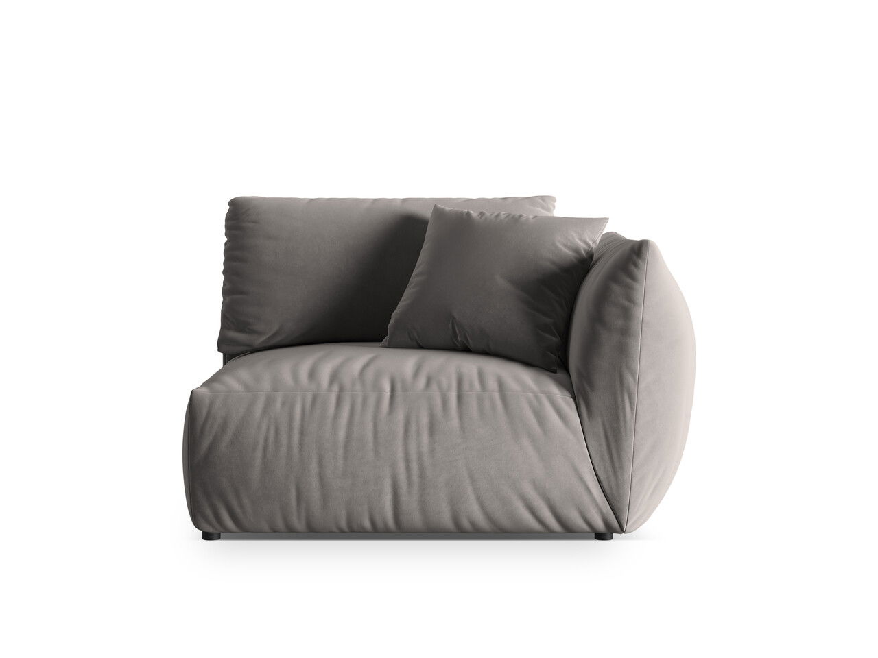 Modul dreapta pentru canapea, 1 loc, Chris-184, Micadoni Home, 130x100x80 cm, catifea, gri
