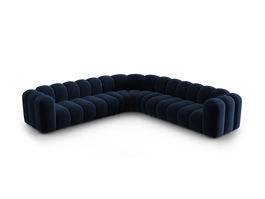 Coltar simetric modular 5 locuri, Lupine-44, Micadoni Home, 309x309x70 cm, catifea, albastru regal