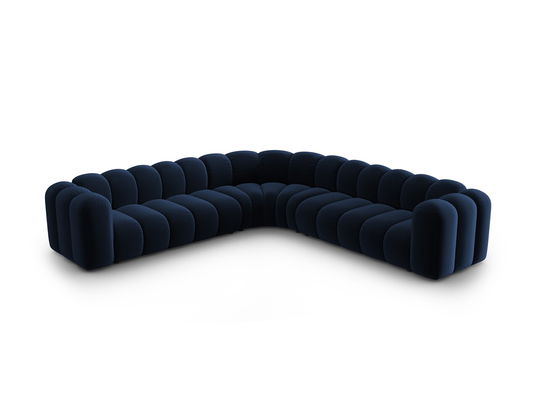 Coltar simetric modular 5 locuri, Lupine-44, Micadoni Home, 309x309x70 cm, catifea, albastru regal