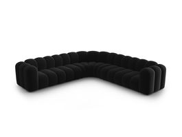 Coltar simetric modular 5 locuri, Lupine-44, Micadoni Home, 309x309x70 cm, catifea, negru
