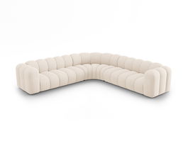 Coltar simetric modular 5 locuri, Lupine-140, Micadoni Home, 309x309x70 cm, tesatura chenille din poliester, bej deschis