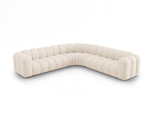 Coltar simetric modular 5 locuri, Lupine-140, Micadoni Home, 309x309x70 cm, tesatura chenille din poliester, bej deschis