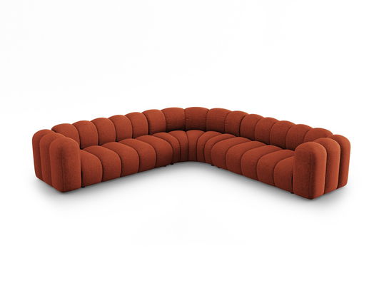 Coltar simetric modular 5 locuri, Lupine-140, Micadoni Home, 309x309x70 cm, tesatura chenille din poliester, teracota